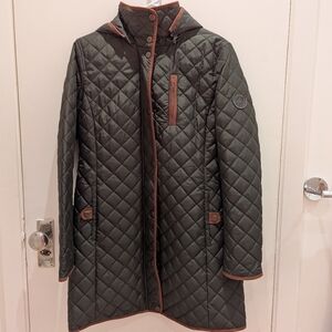 Women's Faux Suede-Trim Quilted Coat